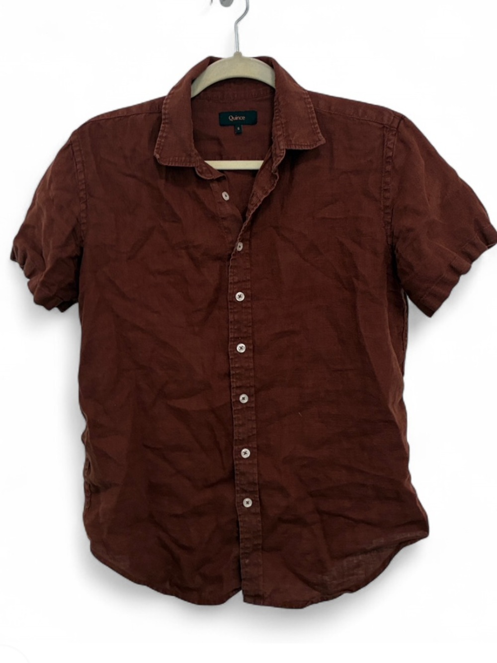 Quince Burnt Brown Short-Sleeve Button-Down Shirt